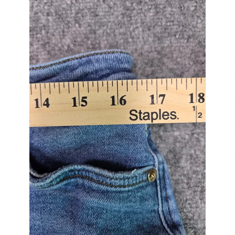 Judy Blue Jeans Womens 33 Blue High Rise Front Patch Pocket Tapered Leg Denim